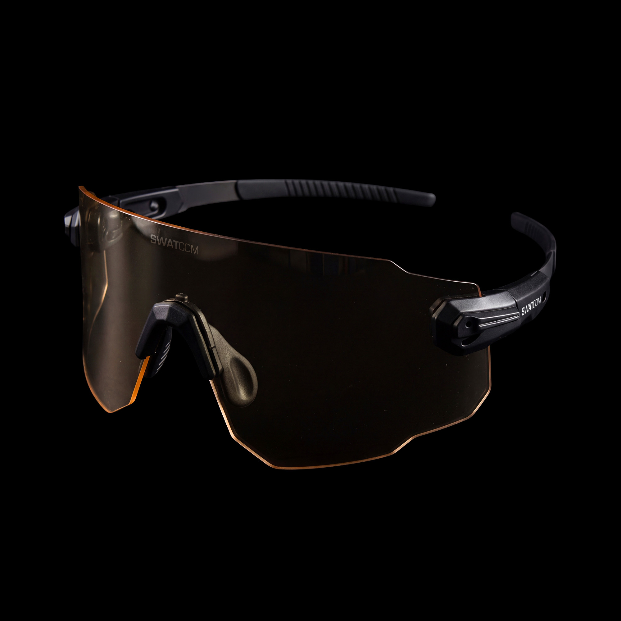 SWATCOM ballistic glasses with the orange lens